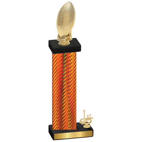 Accented Single Orange Carbon Fiber First Place Football Trophy