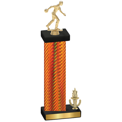 Accented Single Orange Carbon Fiber Victory Bowling Trophy