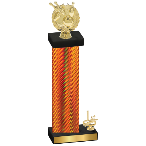 Accented Single Orange Carbon Fiber First Place Bowling Trophy