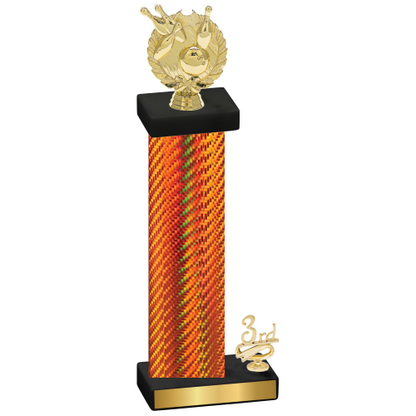 Accented Single Orange Carbon Fiber Third Place Bowling Trophy