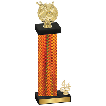 Accented Single Orange Carbon Fiber Fourth Place Bowling Trophy