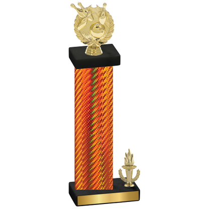 Accented Single Orange Carbon Fiber Victory Bowling Trophy