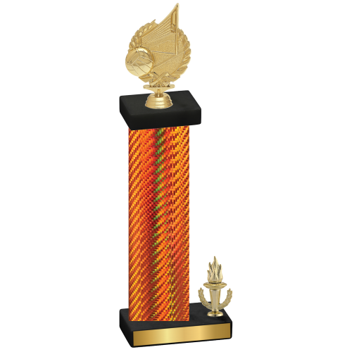 Accented Single Orange Carbon Fiber Victory Volleyball Trophy