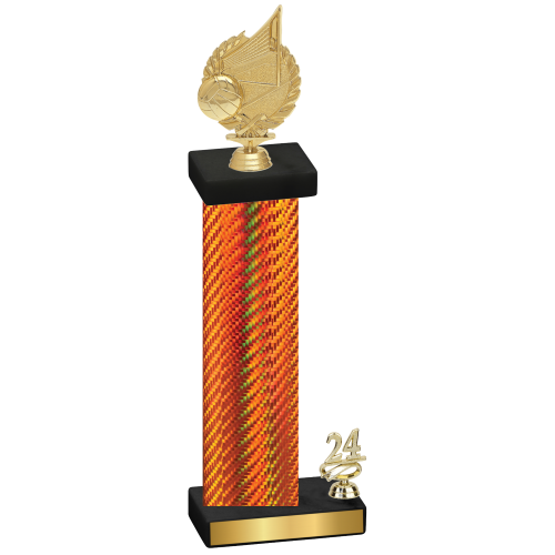 Accented Single Orange Carbon Fiber Year Volleyball Trophy