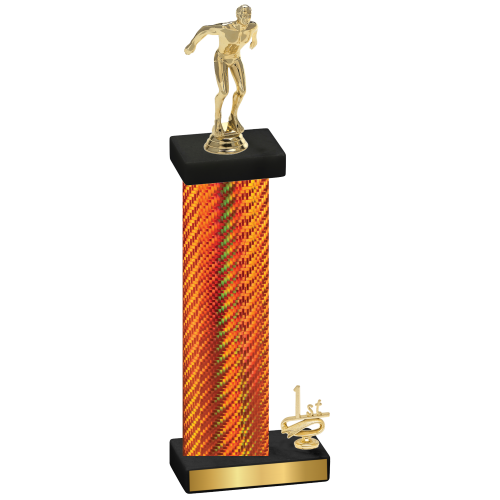 Accented Single Orange Carbon Fiber First Place Swimming Trophy