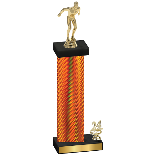 Accented Single Orange Carbon Fiber Year Swimming Trophy