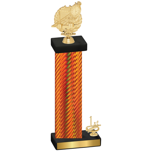 Accented Single Orange Carbon Fiber First Place Swimming Trophy