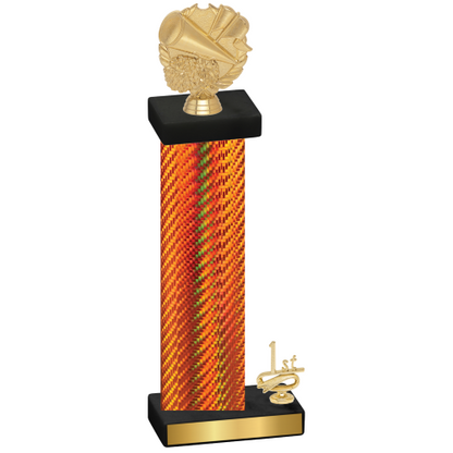 Accented Single Orange Carbon Fiber First Place Cheerleading Trophy