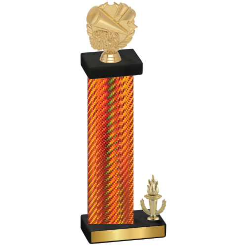 Accented Single Orange Carbon Fiber Victory Cheerleading Trophy