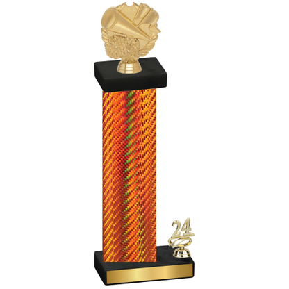 Accented Single Orange Carbon Fiber Year Cheerleading Trophy