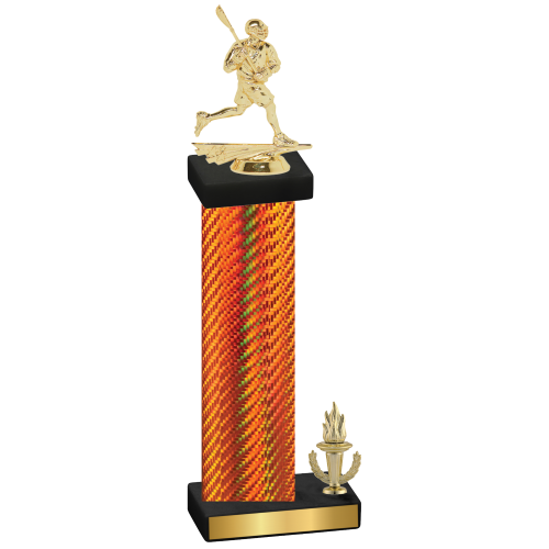 Accented Single Orange Carbon Fiber Victory Lacrosse Trophy