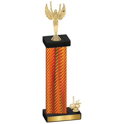 Accented Single Orange Carbon Fiber First Place Victory Trophy