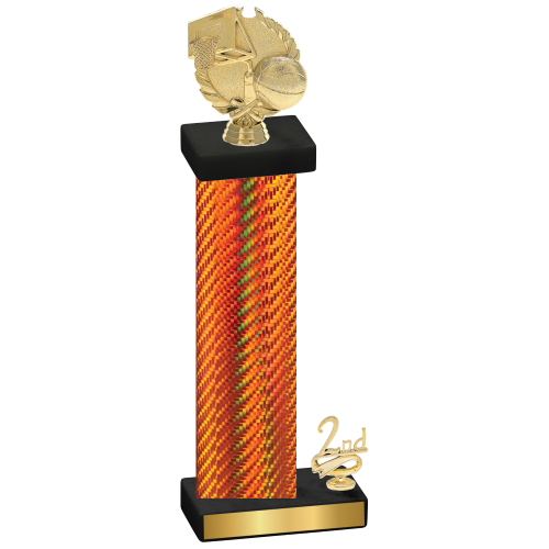 Accented Single Orange Carbon Fiber Second Place Basketball Trophy