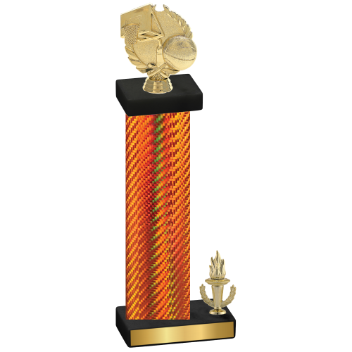 Accented Single Orange Carbon Fiber Victory Basketball Trophy