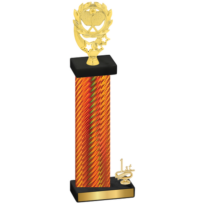 Accented Single Orange Carbon Fiber First Place Pickleball Trophy