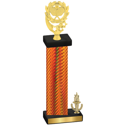 Accented Single Orange Carbon Fiber Victory Pickleball Trophy