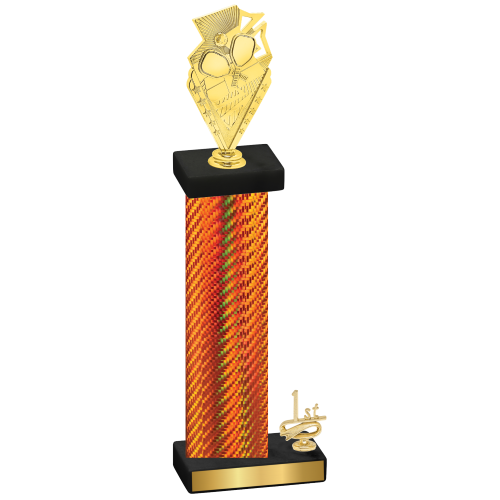 Accented Single Orange Carbon Fiber First Place Pickleball Trophy