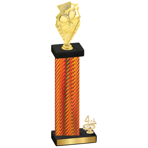 Accented Single Orange Carbon Fiber Fourth Place Pickleball Trophy