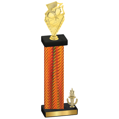 Accented Single Orange Carbon Fiber Victory Pickleball Trophy