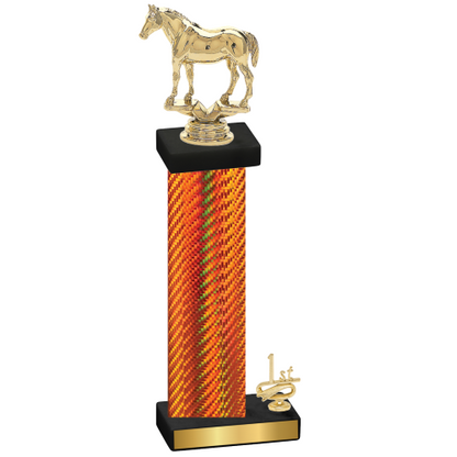 Accented Single Orange Carbon Fiber First Place Horses Trophy