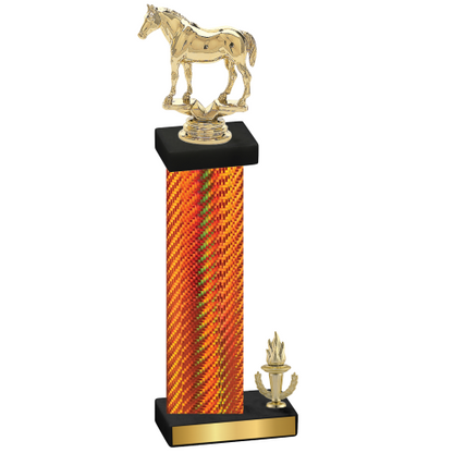 Accented Single Orange Carbon Fiber Victory Horses Trophy