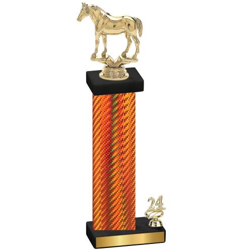 Accented Single Orange Carbon Fiber Year Horses Trophy