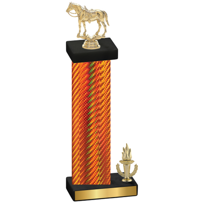 Accented Single Orange Carbon Fiber Victory Horses Trophy