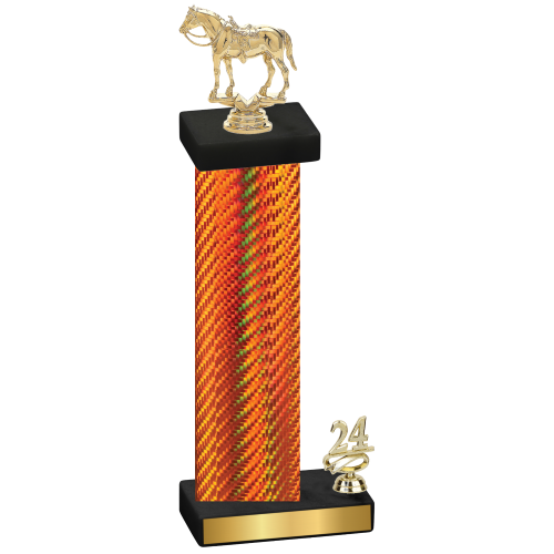 Accented Single Orange Carbon Fiber Year Horses Trophy