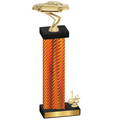 Accented Single Orange Carbon Fiber First Place Cars Trophy