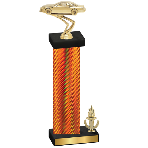 Accented Single Orange Carbon Fiber Victory Cars Trophy