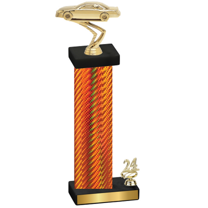 Accented Single Orange Carbon Fiber Year Cars Trophy