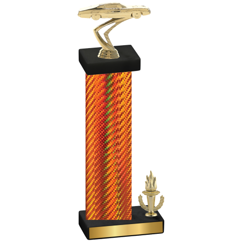 Accented Single Orange Carbon Fiber Victory Cars Trophy