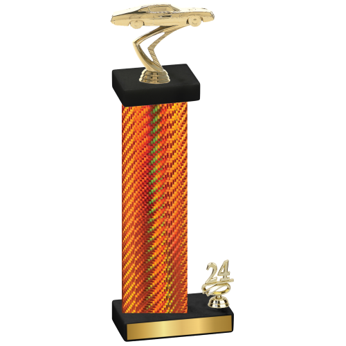 Accented Single Orange Carbon Fiber Year Cars Trophy