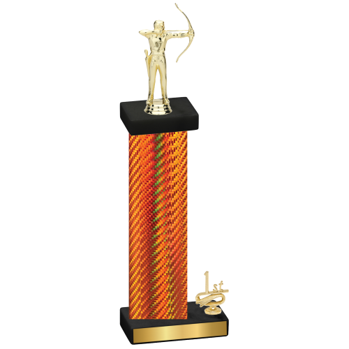 Accented Single Orange Carbon Fiber First Place Archery Trophy