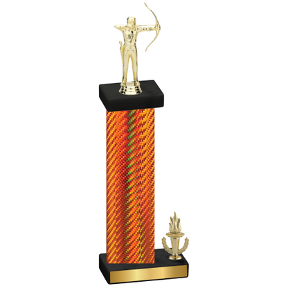 Accented Single Orange Carbon Fiber Victory Archery Trophy
