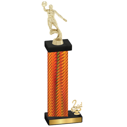 Accented Single Orange Carbon Fiber Second Place Basketball Trophy