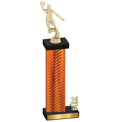 Accented Single Orange Carbon Fiber Year Basketball Trophy