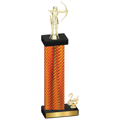 Accented Single Orange Carbon Fiber Second Place Archery Trophy