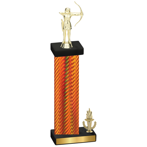 Accented Single Orange Carbon Fiber Victory Archery Trophy