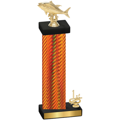 Accented Single Orange Carbon Fiber First Place Fishing Trophy