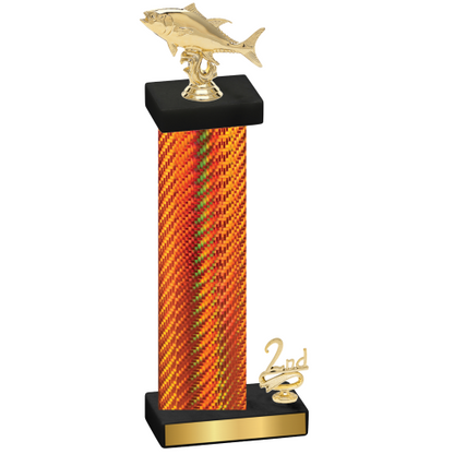 Accented Single Orange Carbon Fiber Second Place Fishing Trophy