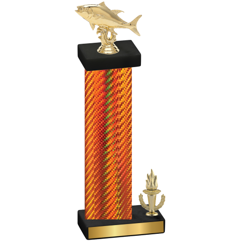 Accented Single Orange Carbon Fiber Victory Fishing Trophy