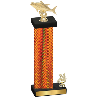 Accented Single Orange Carbon Fiber Year Fishing Trophy