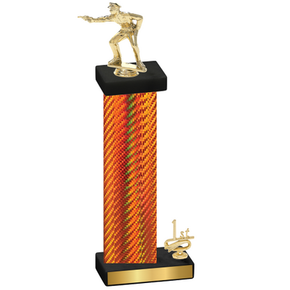 Accented Single Orange Carbon Fiber First Place Shooter Trophy