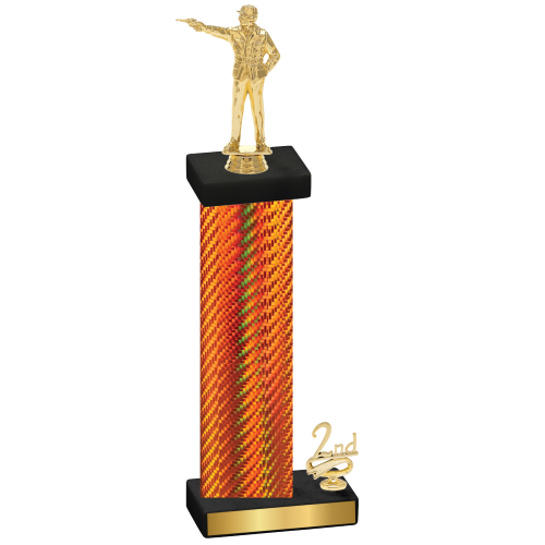 Accented Single Orange Carbon Fiber Second Place Shooter Trophy