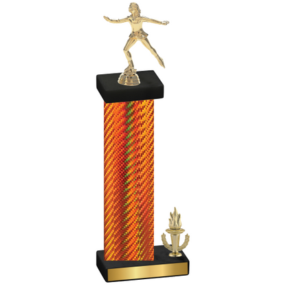 Accented Single Orange Carbon Fiber Victory Skater Trophy