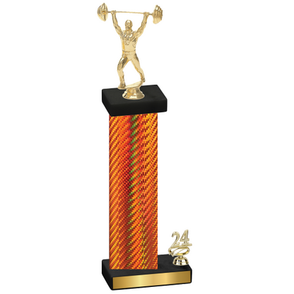 Accented Single Orange Carbon Fiber Year Weights Trophy