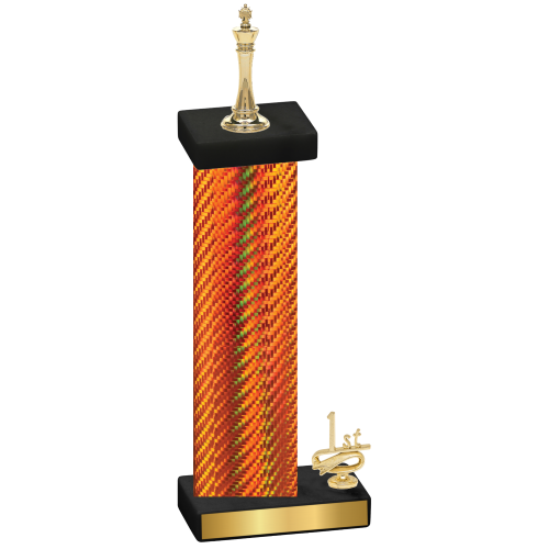 Accented Single Orange Carbon Fiber First Place Chess Trophy