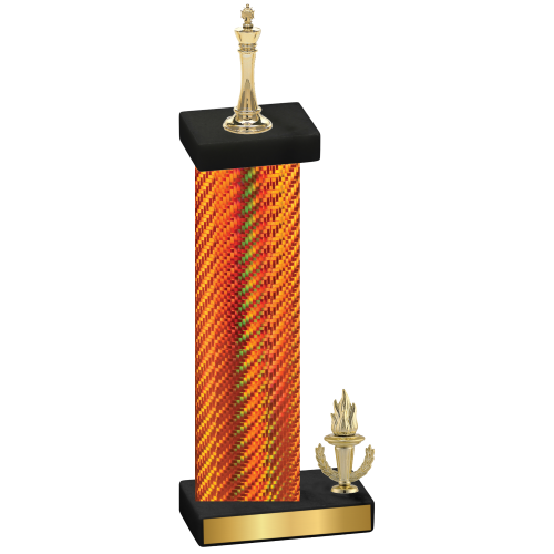 Accented Single Orange Carbon Fiber Victory Chess Trophy