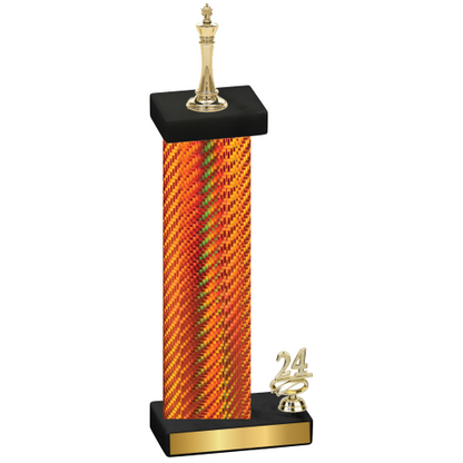 Accented Single Orange Carbon Fiber Year Chess Trophy